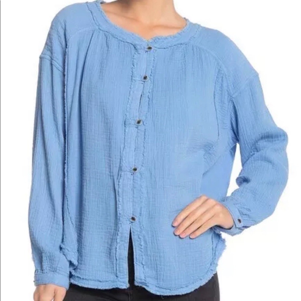 Free people Carolina blue button down M